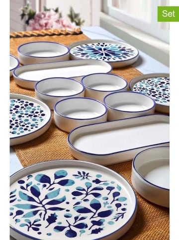 Hermia 14-częściowy zestaw śniadaniowy w kolorze biało-niebieskim