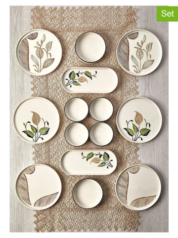 Hermia 14-częściowy zestaw śniadaniowy w kolorze biało-zielonym