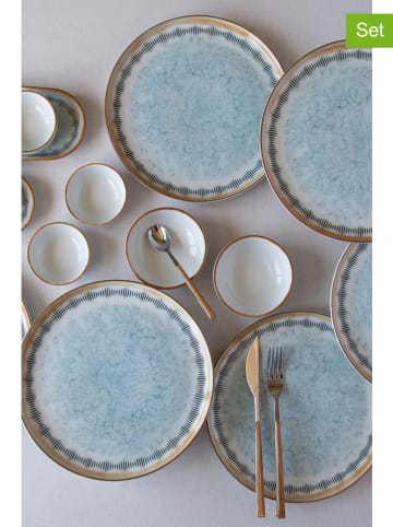Hermia 14-delige ontbijtset lichtblauw/wit/lichtbruin