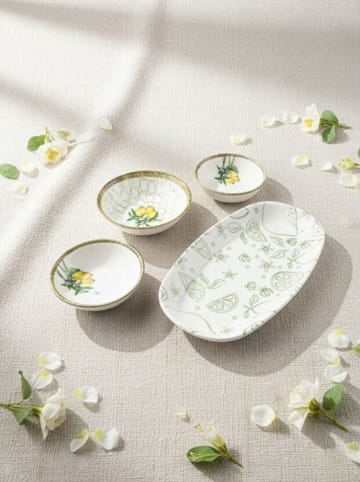 Hermia 14tlg. Frühstücks-Set in Weiß/ Grün/ Gelb