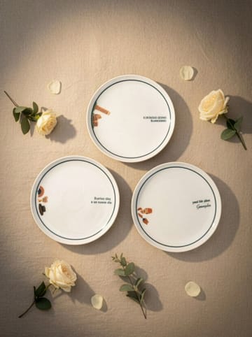 Hermia 14-częściowy zestaw śniadaniowy w kolorze biało-czarnym