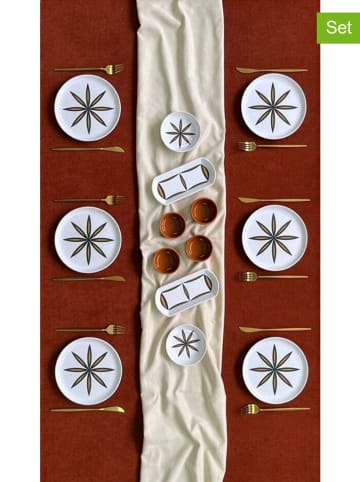 Hermia 14-częściowy zestaw śniadaniowy w kolorze biało-żółto-jasnobrązowym