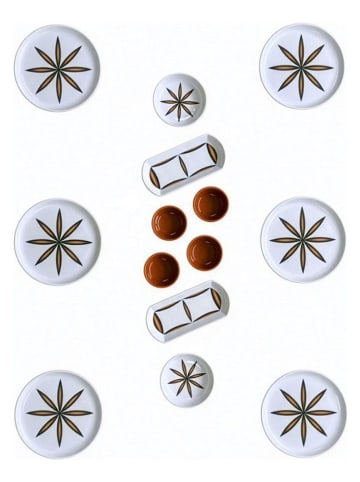 Hermia 14-delige ontbijtset wit/geel/lichtbruin