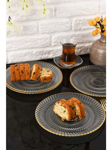 Hermia 4-delige set: dessertborden transparant/goudkleurig - Ø 21 cm