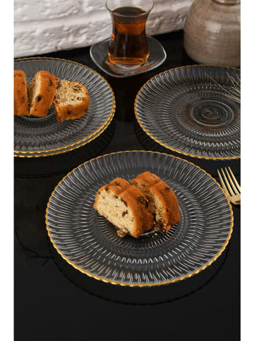 Hermia 4er-Set: Dessertteller in Transparent/ Gold - Ø 21 cm