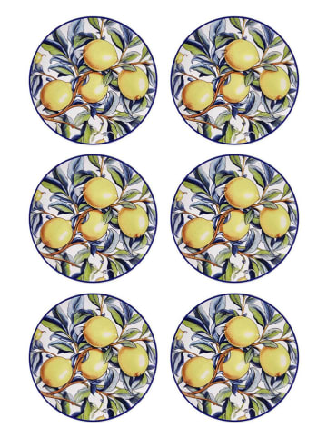 Hermia 6-delige set: dessertborden blauw/geel - Ø 19 cm