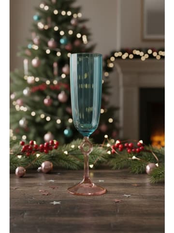 Hermia 2-delige set: champagneglazen turquoise/lichtroze - 150 ml