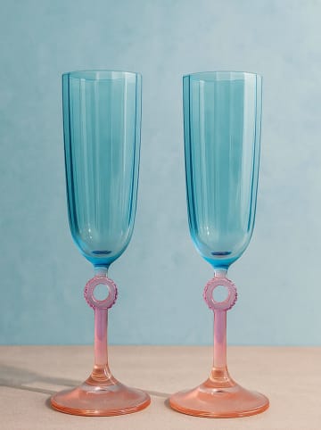 Hermia 2er-Set: Champagnergläser in Türkis/ Rosa - 150 ml
