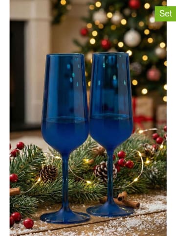 Hermia 2er-Set: Champagnergläser in Blau - 195 ml