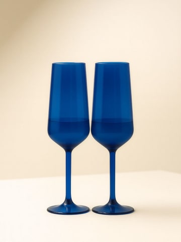 Hermia 2er-Set: Champagnergläser in Blau - 195 ml