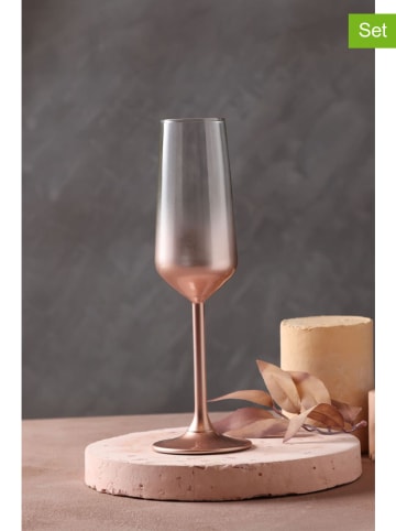 Hermia 2-delige set: glazen met steel lichtroze - 195 ml