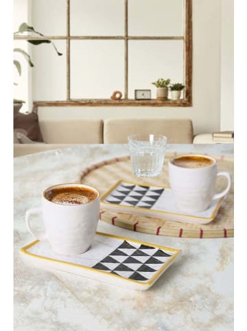 Hermia 2-delige set: koffiekoppen wit/zwart - 100 ml