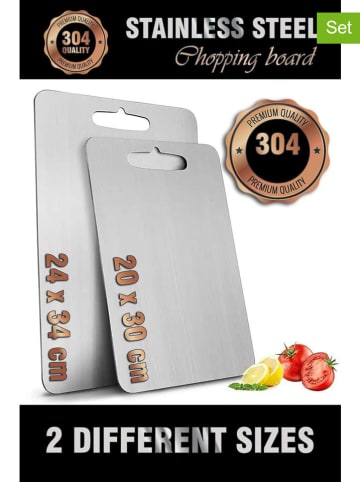 Hermia 2er-Set: Edelstahl-Schneidebretter