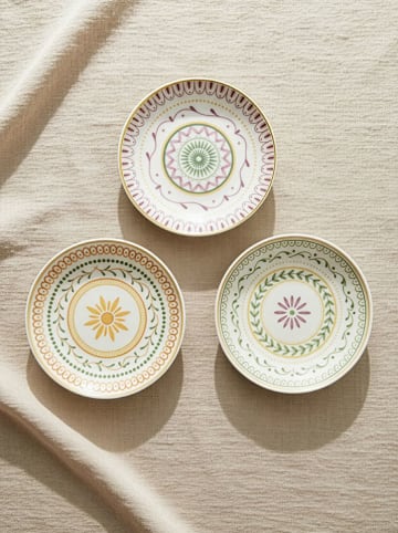 Hermia 5-delige set: dessertborden groen/geel/lichtroze - Ø 20 cm