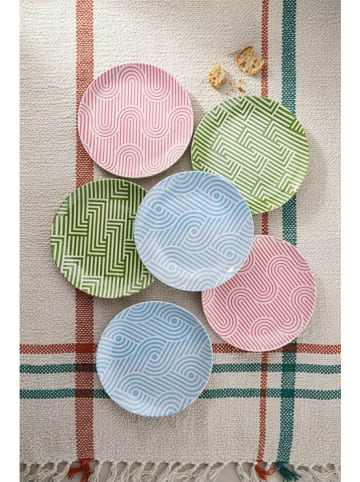 Hermia 5-delige set: dessertborden lichtroze/lichtblauw/groen - Ø 20 cm