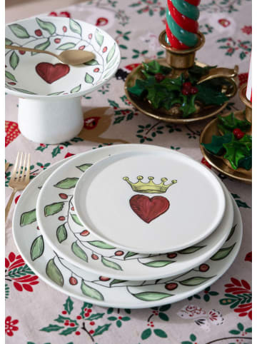 Hermia 6-delige set: dessertborden wit/rood - Ø 19 cm