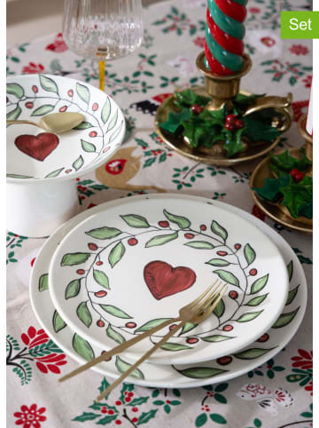 Hermia 6er-Set: Dessertteller in Weiß/ Grün/ Rot - Ø 19 cm