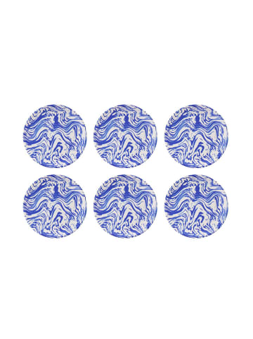 Hermia 6-delige set: dessertborden wit/blauw - Ø 19,3 cm