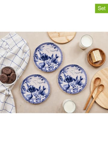 Hermia 6-delige set: dessertborden wit/donkerblauw - Ø 19,3 cm