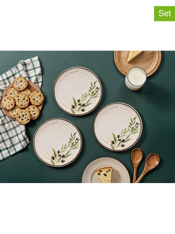 Hermia 6-delige set: dessertborden crème/groen - Ø 19,3 cm