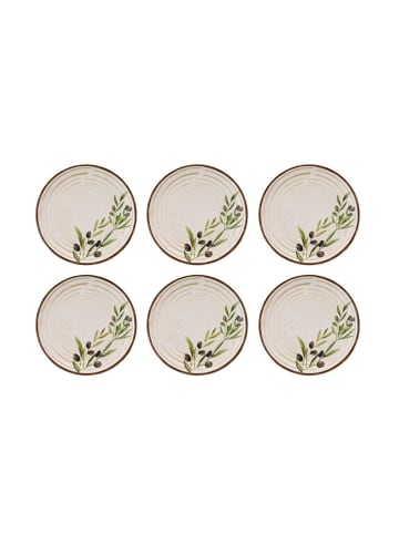 Hermia 6er-Set: Dessertteller in Creme/ Grün - Ø 19,3 cm