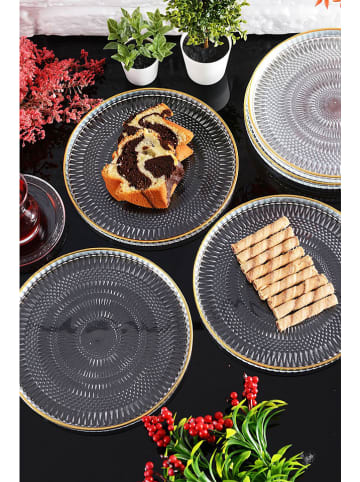 Hermia 6-delige set: dessertborden transparant/goudkleurig - Ø 20 cm