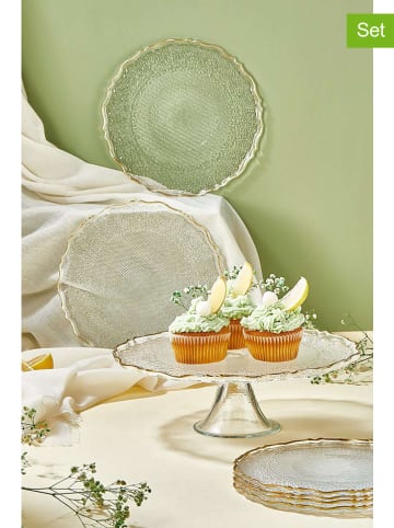 Hermia 7tlg. Set: Dessertteller in Transparent/ Gold
