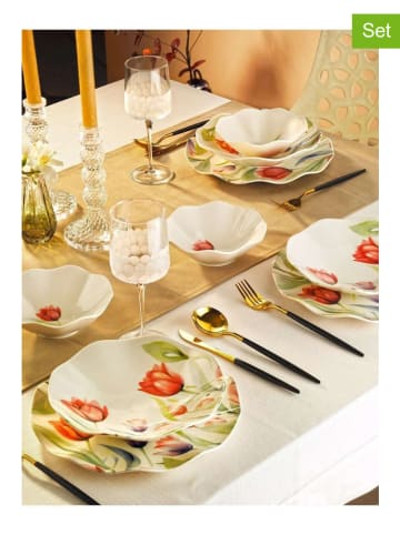 Hermia 18-delige combiservies wit/rood