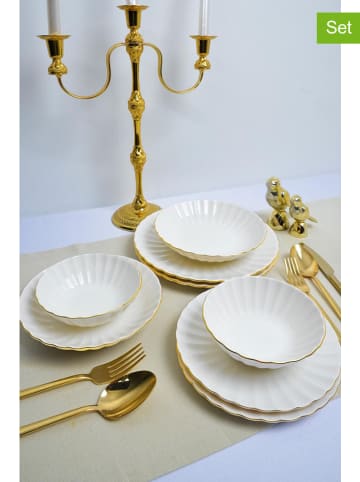 Hermia 24tlg. Kombiservice in Weiß/ Gold