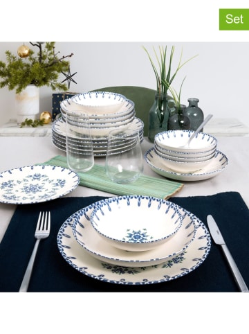 Violeta Home 24tlg. Kombiservice in Weiß/ Blau