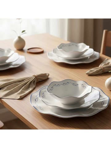 Hermia 24-delig combiservies wit/blauw