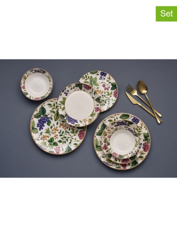 Hermia 24tlg. Kombiservice in Weiß/ Grün/ Lila