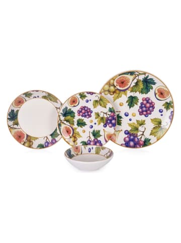 Hermia 24tlg. Kombiservice in Weiß/ Grün/ Lila