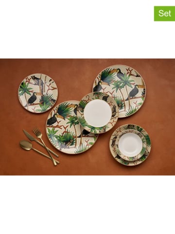 Hermia 24-delig combiservies beige/groen/zwart