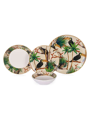 Hermia 24-delig combiservies beige/groen/zwart