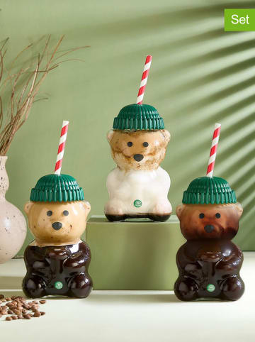 Hermia Szklanki (3 szt.) w kolorze zielonym - wys. 17,5 cm