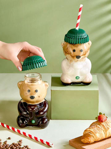 Hermia 3er-Set: Trinkgläser in Transparent/ Grün - (H)17,5 cm