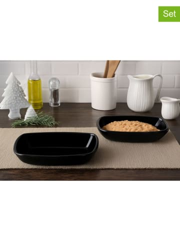 Hermia 2-delige set: serveerkommen zwart - (L)12 x (B)8,5 cm