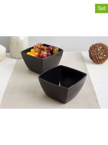 Hermia 2-delige set: serveerkommen zwart - (L)24 x (B)24 cm