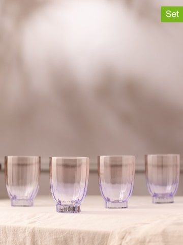 Hermia 4-delige set: glazen lichtroze/paars - 320 ml