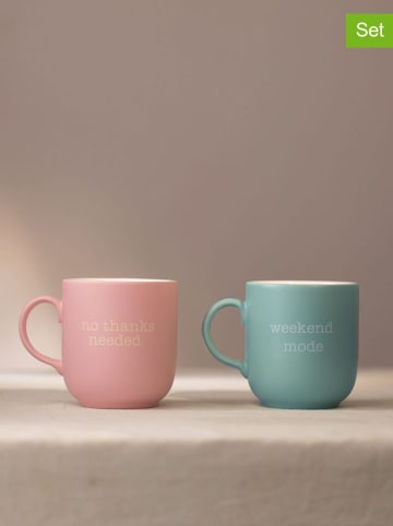 Hermia 2er-Set: Tassen in Rosa/ Türkis - 400 ml