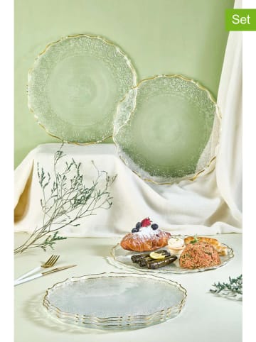 Hermia 5-delige set: Serveerbord transparant/goudkleurig - Ø 28 cm