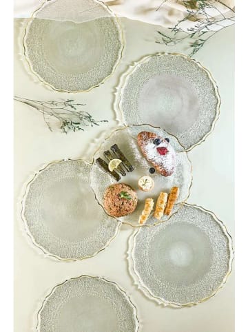 Hermia 6er-Set: Servierteller in Transparent/ Gold - Ø 28 cm 
