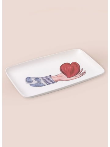 Hermia Serveerplateau wit/rood - (L)33 x (B)21 cm