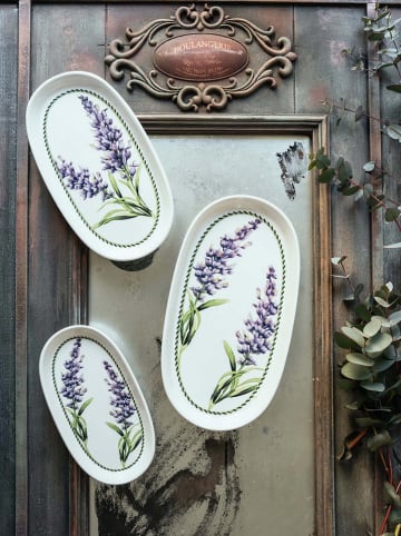 Hermia 2er-Set: Servierplatten in Weiß/ Lila/ Grün - (L)21 x (B)12 cm