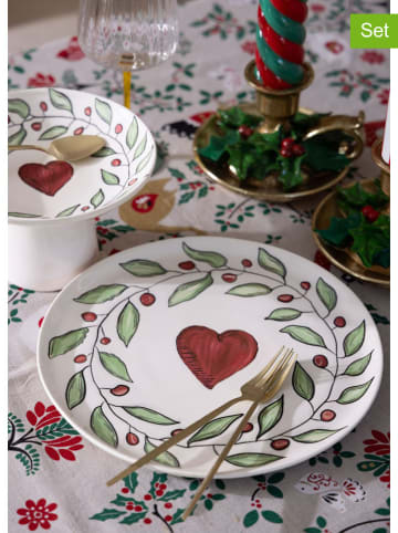 Hermia 6er-Set: Platzteller in Weiß/ Rot/ Grün - Ø 30 cm