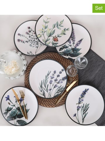 Hermia 6-delige set: dinerborden wit/zwart - Ø 25 cm