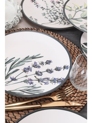 Hermia 6-delige set: dinerborden wit/zwart - Ø 25 cm