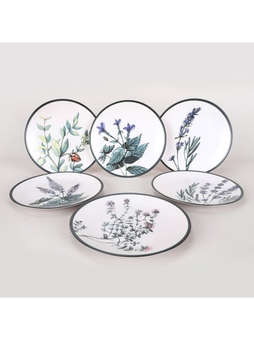 Hermia 6er-Set: Speiseteller in Weiß/ Schwarz - Ø 25 cm
