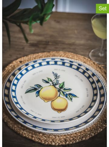 Hermia 6-delige set: dinerborden blauw/geel - Ø 26 cm